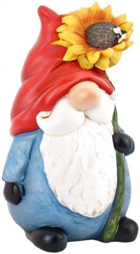 TZSSP Outdoor Garden Gnome Statue Statuary with Yellow Sunflower for Patio,Lawn,Garden Decoration