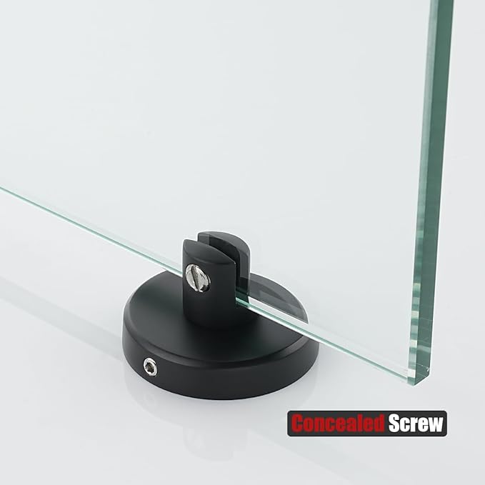 JQK Bathroom Glass Shelf Black, Tempered Glass Shower Storage 8 by 5 inches, 304 Stainless Steel Matte Black Wall Mount, TGS101L8-PB