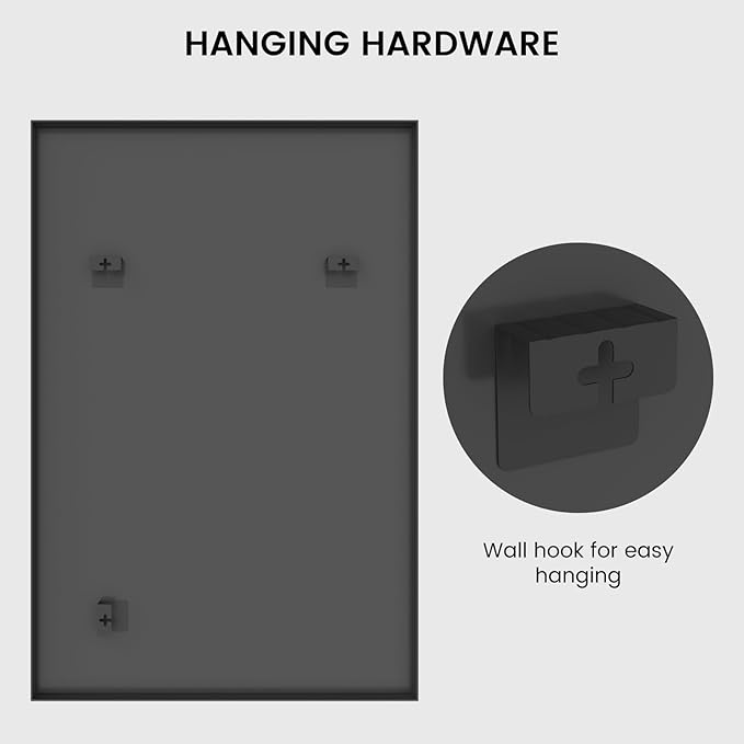 HOMECOOKIN Black Metal Mirror for Bathroom 24 x 36 Inch Black Bathroom Mirror for Over Sink, Rectangle Wall Vanity Mirror Square Corner Metal Frame Modern Farmhouse Mirror(Horizontal/Vertical)