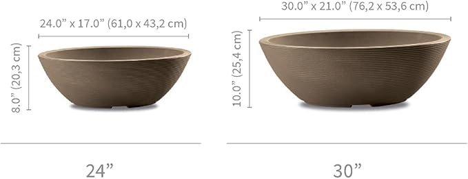 Crescent Garden Delano Oval Planter Bowl, Succulent Garden, Unique Indoor/Outdoor Double-Walled Plant Bowl with Plug- Oval Shape - 30" L x 21" W x 10" H (Midnight Blue)