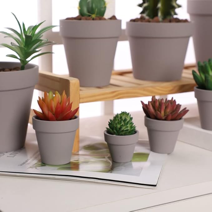 Yishang 1.9 Inch Tiny Grey Terracotta Pots Pack of 36-Small Mini White Clay Pots with Drainage Holes Flower Nursery Terra Cotta Planter for Tiny Cactus,Herb,Succulent Plants,Crafts
