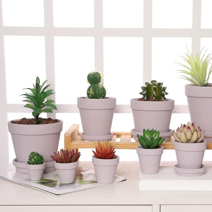 Yishang 1.9 Inch Tiny Pink Terracotta Pots Pack of 36-Small Mini White Clay Pots with Drainage Holes Flower Nursery Terra Cotta Planter for Tiny Cactus,Herb,Succulent Plants,Crafts