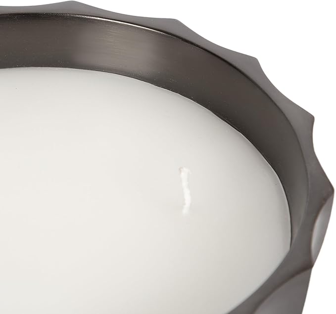 Kate and Laurel Plete Round Pleated Metal Candle Bowl, 8 Inch Diameter, Black Nickel, Modern Scalloped Three-Wick Unscented Candle with Decorative Bowl for Living Room Decor