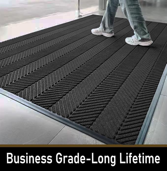 Front Door Mat,3'x5' Commercial Floor Mat Indoor Outdoor Entrance, Heavy Duty Welcome Mat, Rubber Backing Non Slip Doormat for Entryway, Large Entry Rug for Home Office Business Areas