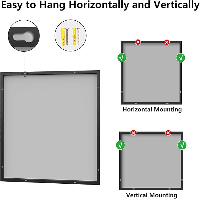 Koonmi Bathroom Mirror 36x40 Bathroom Wall-Mounted Mirrors, Modern Vanity Mirror for Bedroom, Living Room, Aluminum Alloy Frame Allow to Hang Horizontally or Vertically