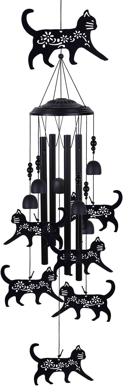 Cats Wind Chimes for Home, Patio, Backyard Indoor Cat Decor, Garden Wind Catcher, Blessing Wind Chime, Memorial Gifts, Outside Large Wind Bell Decoration, Festival Gifts for Mom/Grandma/Neighbor/Woman