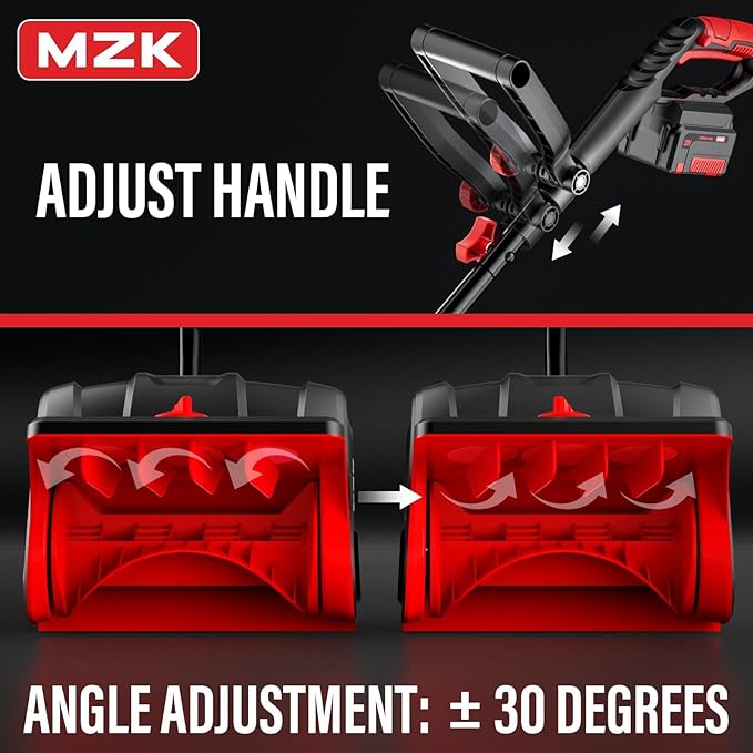 MZK Cordless Snow Shovel, 20V 13-Inch Battery Powered Snow Thrower, Battery Snow Blower with Directional Plate & Adjustable Front Handle(4.0Ah Li-ion Battery & Fast Charger Included)