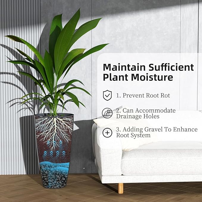 QCQHDU 21 inch Tall Planters for Outdoor & Indoor Plants, 2 Pack Sturdy Plant-Flower-Tree Pots for Front Porch Patio Deck Living Room Decor