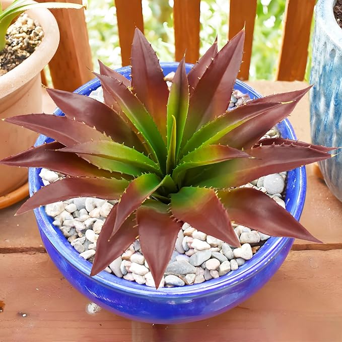 Agusbagli Succulents Plants Artificial, Large Fake Succulents Flowers Unpotted Real Touch Aloe Greenery Plants for Home Outdoor Wedding Floral Arrangement Red