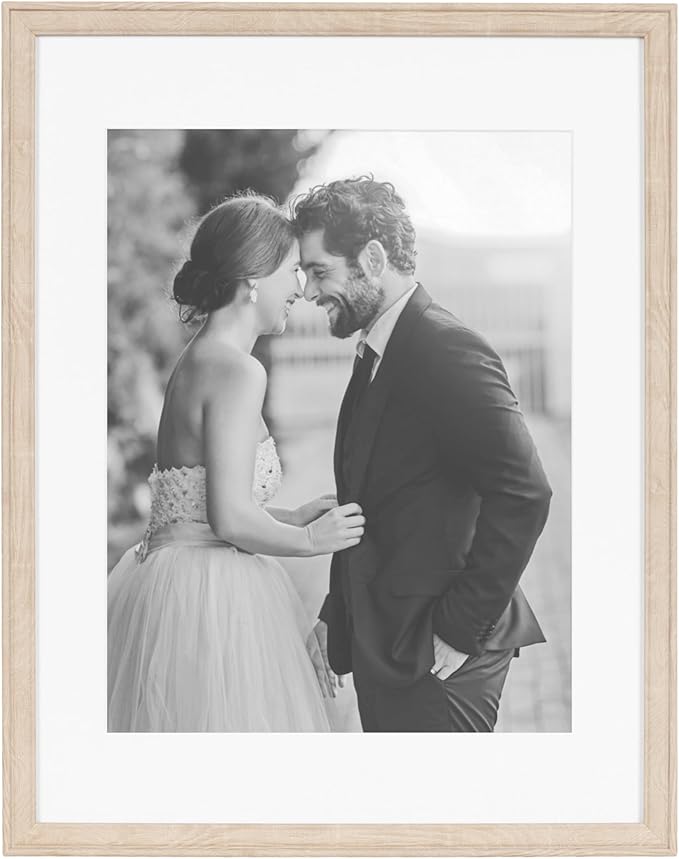 Kate and Laurel Adlynn Rectangle Picture Frame Set of 3, 14 x 18 matted to 11 x 14, Natural, Transitional Three-Piece Frame Set for Gallery Wall Frame Set in Living Room Wall Decor