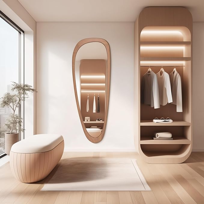 WallBeyond Asymmetrical Mirror, Irregular Mirror Full Length, Boho Wall Mirrors Decorative for Bedroom Living Room Entryway Hall, Mid Century Modern Decor 60" H x 22" W