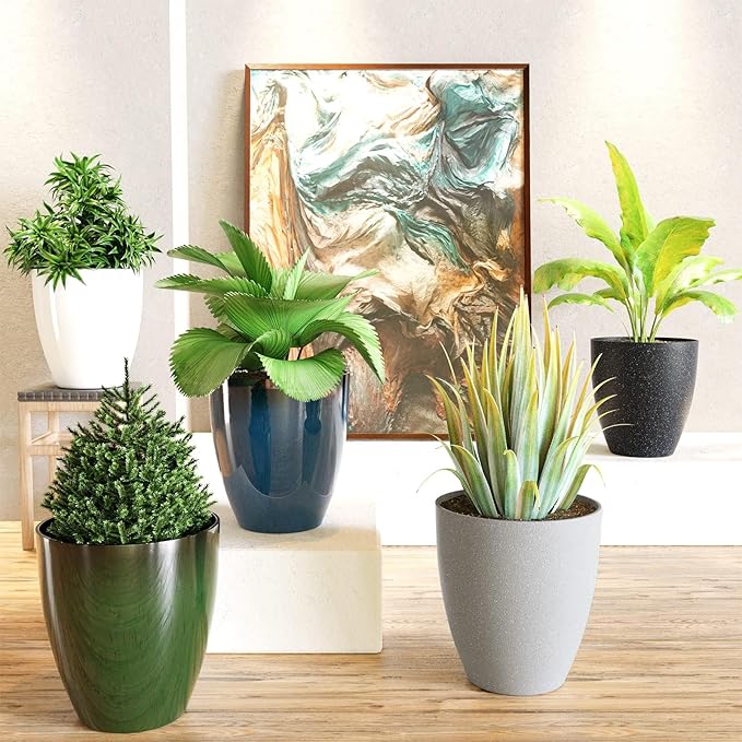 QCQHDU 10 inch Plant Pot with Drainage Hole, 2 Pack Sturdy Pots for Plant Tree Flower, Large PlanterPlanters for Indoor & Outdoor Plants