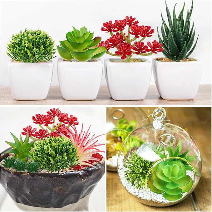 Artificial Succulents Plants, 16pcs Fake Succulents Plant for DIY Home Floral Wall Garden Office Party Decoration Colorful (Unpotted)