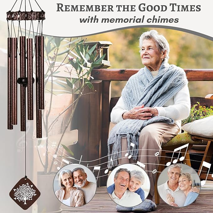 Memorial Wind Chimes I Tree of Life Wind Chime I Windchimes in Memory of a Loved One I Bereavement Gift for Loss of Father, Mother, Wife, Husband I Condolence Remembrance Gift I 29" Bronze