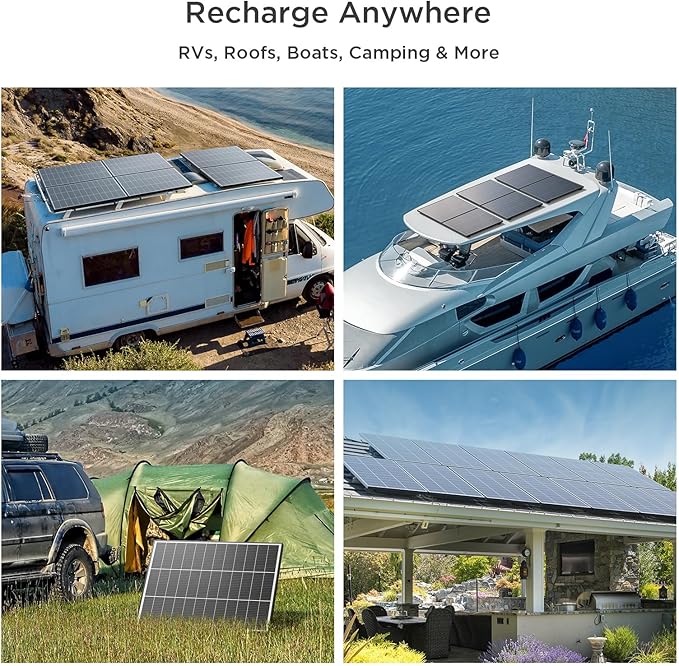 N-Type 16BB 100 Watt Solar Panel, Compact 12V 100W Solar Panel, 25% High Efficiency Monocrystalline PV Module,Ideal for RV,Van,Pickup Truck,Camping,Rooftop,Home,Off-Grid Cabin,Greenhouse(1PCS)