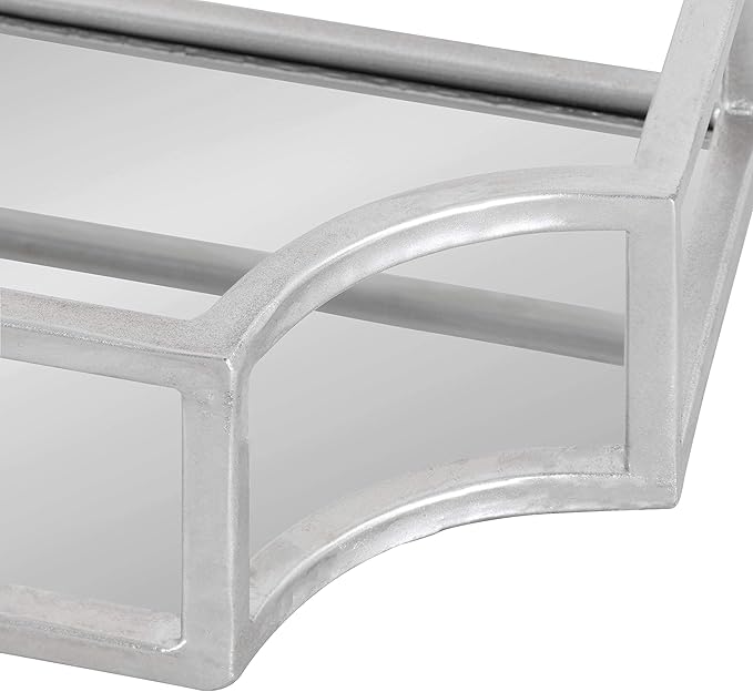 Kate and Laurel Ciel Modern Glam Metal Wall Shelf Set, Set of 2, Silver, Elegant Wall Decor and Storage