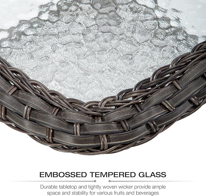 Joyside Patio Bistro Set Wicker Chairs - 3 Piece Outdoor Rattan Conversation Set with 2 Armrest Chair and 1 Side Table for Proch Deck Garden Backyard Balcony(Mixed Grey/Orange)