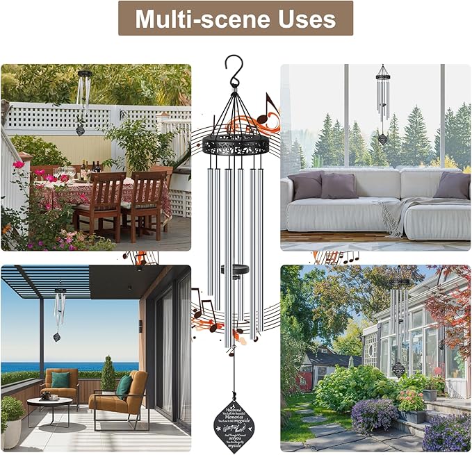 Synhonty Memorial Wind Chimes for Loss of Husband, 32" Sympathy Gift, Remembrance/Grief/Bereavement Gifts in Memory of Husband