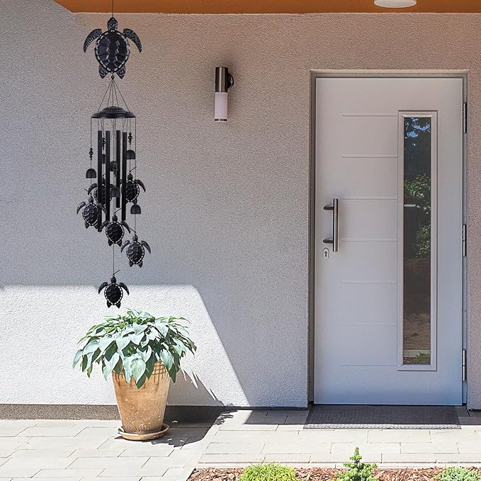 Sea Turtle Wind Chimes for Home, Patio, Backyard, Garden Turtles Decor, Tortoise Wind Catcher, Indoor/Outside Mobile Black Turtle Wind Chime Festival Decoration Gifts for Mom/Grandma/Neighbor/Sister