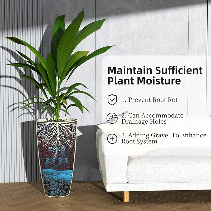 QCQHDU 21 inch Tall Planters for Outdoor & Indoor Plants, 2 Pack Sturdy Plant-Flower-Tree Pots for Front Porch Patio Deck Living Room Decor