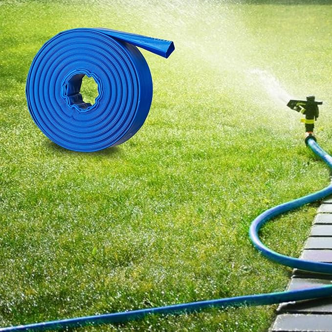 2" x 50FT Pool Backwash Hose, Heavy-Duty Pool Hose, Lay Flat Discharge Hose, Durable Burst Resistant, Pool Filter Pump Water Drainage, Sump Pump Discharge, with 2 Clamps