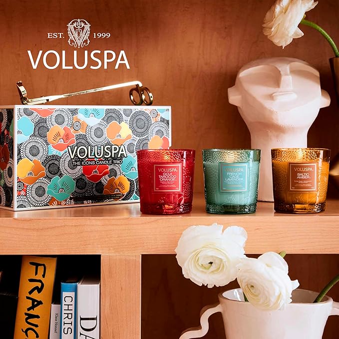 Voluspa Limited Edition French Cade Lavender 3 Wick Tin Candle, 12 oz, Coconut Wax for Clean Burning, 40 Hour Burn, Lavender Candle Handmade in The USA