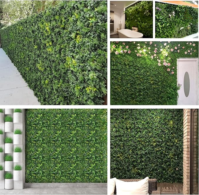 Boshen Artifical Grass Wall Backdrop 6PCS 20"x20" Boxwood Panels Grass Boxwood Hedge Wall Greenery UV Protected Artificial Grass Wall Decor for Party Wedding Backyard Indoor Outdoor