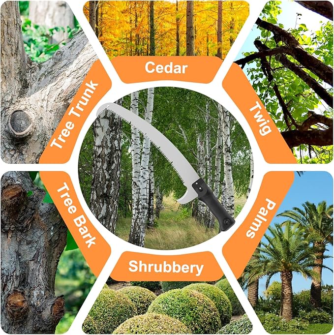 20FT Reach Pole Saw for Tree Trimming, Telescoping Tree Pruner Extendable with 3-12FT Extension Pole, Manual Saw for Yard, Garden, Patios