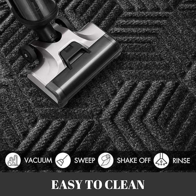 Yimobra Large Door Mat 47x24, All-Season Waterproof Outdoor Mats for Front Door Entrance with Drainage Holes, Heavy Duty Non-Slip Doormat for Garage Patio Entryway Indoor, Black