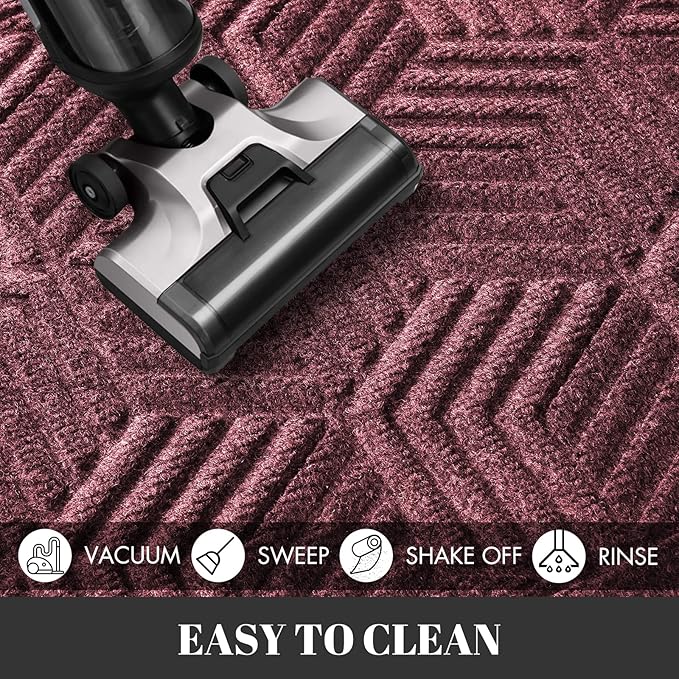 Yimobra Extra Large Door Mat 60x36, All-Season Waterproof Outdoor Mats for Front Door Entrance with Drainage Holes, Heavy Duty Non-Slip Doormat for Garage Patio Entryway Indoor, Red