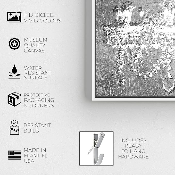 Oliver Gal Dramatic Entrance Chrome Framed Abstract Wall Art, 15" x 10", Silver