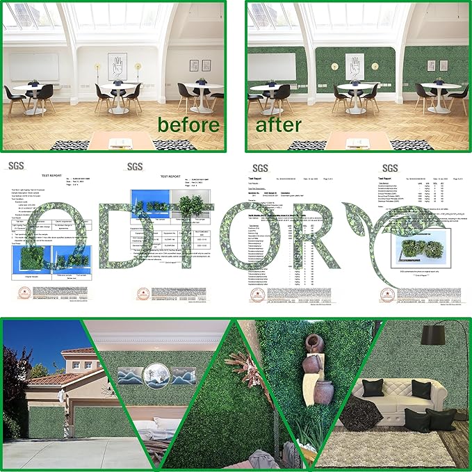 Artificial Grass Wall Backdrop Panels,16 X 12 in 12P(16 sqft) UV-Anti Greenery Boxwood Panels for Indoor Outdoor Green Wall Decor & Ivy Fence Covering Privacy