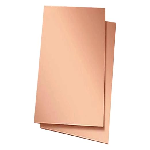 1 Pc 99.9%+ Pure Copper Sheet, 6" x 12", 20 Gauge Thickness, 153 x 305 x 0.8mm, No Scratches, Film Attached Copper Plates