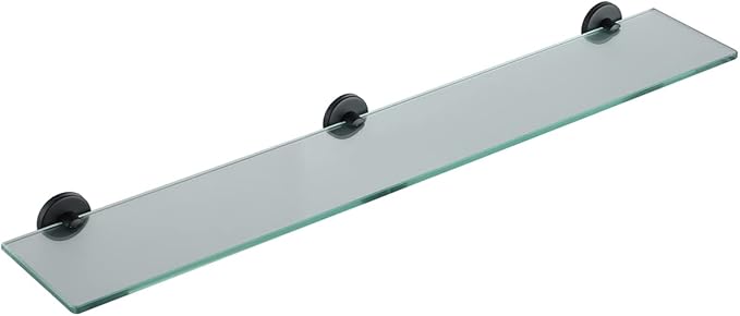 JQK Bathroom Glass Shelf Black, Tempered Glass Shower Storage 30 by 5 inches, 304 Stainless Steel Matte Black Wall Mount, TGS101L30-PB