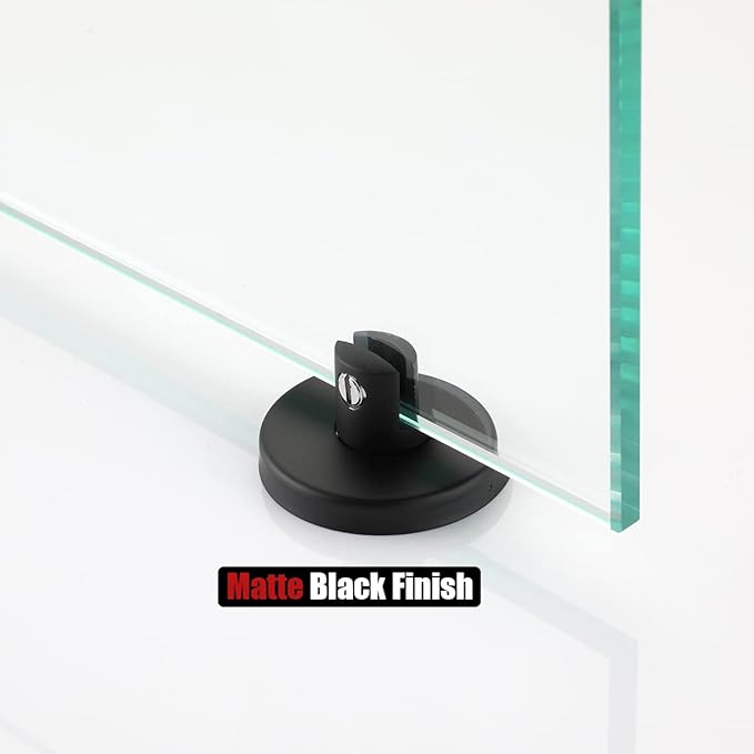JQK Bathroom Glass Shelf Black, Tempered Glass Shower Storage 30 by 5 inches, 304 Stainless Steel Matte Black Wall Mount, TGS101L30-PB