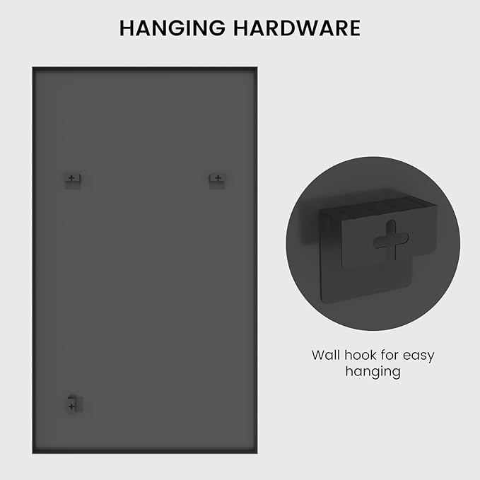 HOMECOOKIN Black Metal Mirror for Bathroom 28 x 48 Inch Black Bathroom Mirror for Over Sink, Rectangle Wall Vanity Mirror Square Corner Metal Frame Modern Farmhouse Mirror(Horizontal/Vertical)