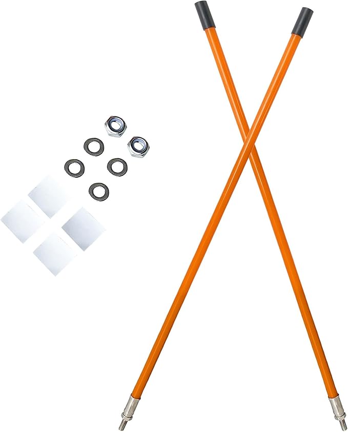 Orange 24" Snow Plow Markers Blade Guides 304 Stainless Steel Joint Never Break, Fit for Blizzard Boss SNO-Way Western Snowplows & Many More Pickup Truck SUV UTV ATV