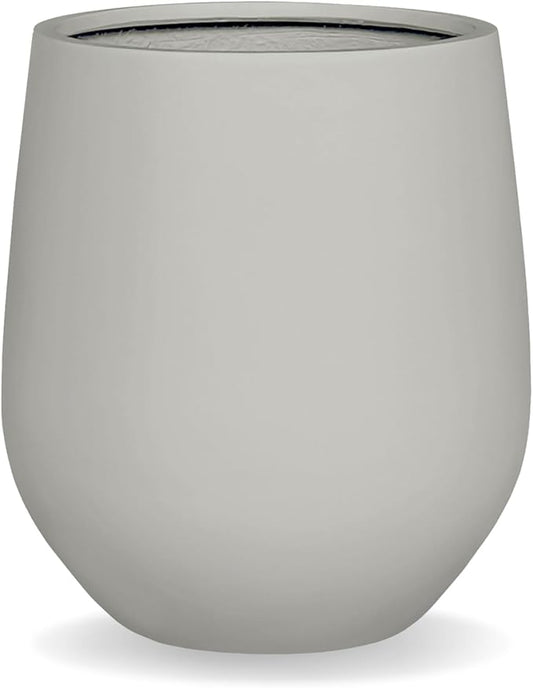 12.5" H x 11.4" D Corso Fiberstone Round Tapered Planter with Drainage Hole, Smooth Finishes, Weather Resistant for Indoor and Outdoor Use (Light French Gray, 9" Pot Opening)