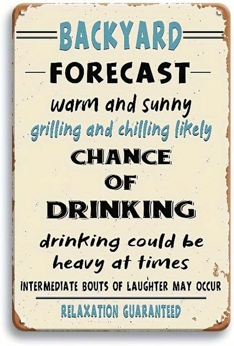 1 Pcs Retro Metal Signs, Funny Signs for Outdoor Yard Pub Bar Home Beer Shed- 8"x12"