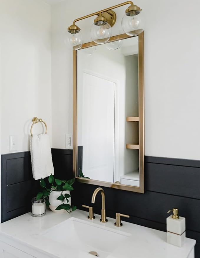 Frame My Mirror Gold Bathroom Mirror for Wall, 36" x 36" Champagne Bronze Bathroom Vanity Mirror, Made in USA, Hangs Horizontally or Vertically, Ellis Design