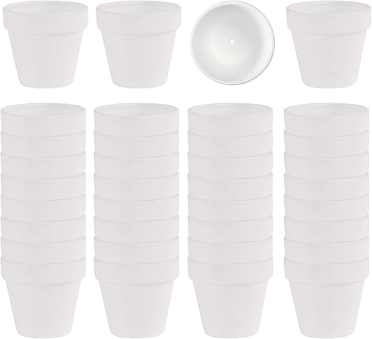 36 PCS Small Mini White Clay Pots with Drainage Holes, 2.5inch Terra Cotta Pot Clay Ceramic Pottery Planter, Succulent Nursery Pot/Cactus Plant Pot, for Indoor/Outdoor Plants, Crafts, Wedding Favor