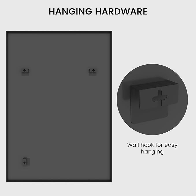 HOMECOOKIN Black Metal Mirror for Bathroom 28 x 40 Inch Black Bathroom Mirror for Over Sink, Rectangle Wall Vanity Mirror Square Corner Metal Frame Modern Farmhouse Mirror(Horizontal/Vertical)