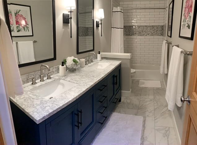 Frame My Mirror Black Bathroom Mirror for Wall, 28" x 36" Black Bathroom Vanity Mirror, Made in USA, Hangs Horizontally or Vertically, Ellis Design