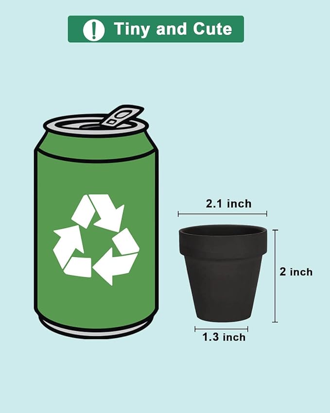 vensovo 48 Pcs Tiny Terracotta Pots - 2 inch Black Small Mini Clay Pots with Drainage Holes for Indoor/Outdoor Succulent Plants, Crafts, Wedding Favor