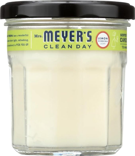 MRS. MEYER'S CLEAN DAY Lemon Verbena Soy Candle, Garden-Inspired Aromatherapy Homekeeping, 35 Hour Burn Time, Made with Essential Oils, 7.2 oz Large Glass Jar Candles (Pack of 2)