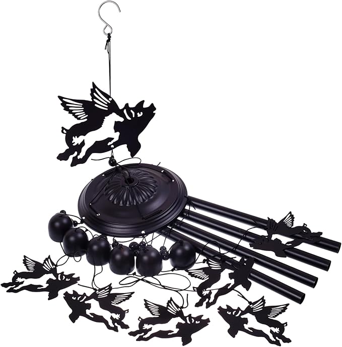 Flying Pig Wind Chimes for Home, Patio, Backyard, Indoor Pig Decor, Blessing Windchime, Garden Wind Catcher, Memorial Gifts, Outside Wind Bell Decoration, Festival Gifts for Mom/Grandma/Neighbor/Woman