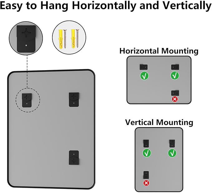 Koonmi Metal Framed Bathroom Mirror, 36"X48" Anti-Rust Bathroom Vanity Mirror, High-Definition Tempered Glass Bathroom Mirrors for Over Sink, Modern Decorative Wall Mirror for Restroom