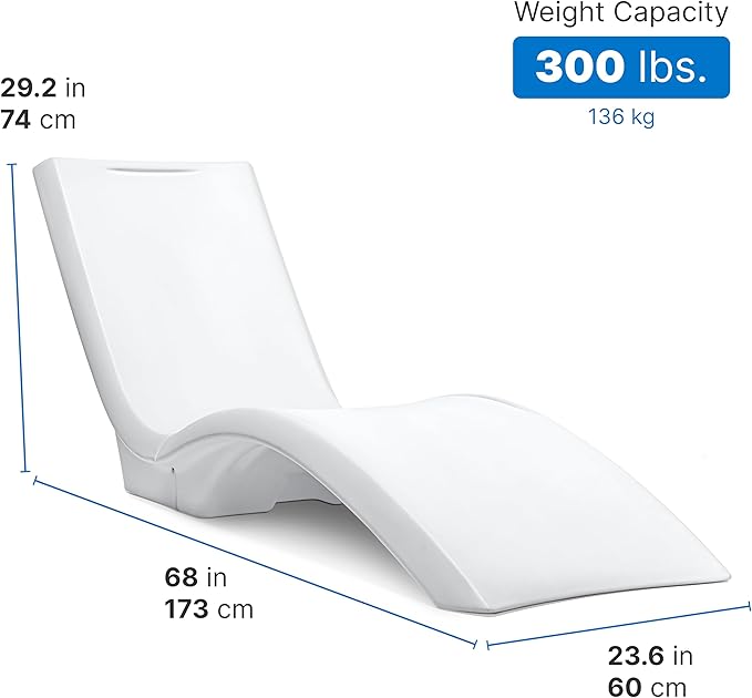 Step2 Vero Pool Lounger, Fade-Resistant, Waterproof Patio Furniture, Pool Lounge Chair for Sun Shelf, Use in Pools with Shelves Up to 9-Inches Deep or Outside Pool Deck, Weighted, White