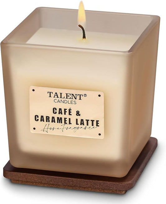 Deluxe Noble Scented Candles, Soy Candles for Home Scented, 7.05oz, Aromatherapy Candles with Lid, Cafe & Caramel Latte