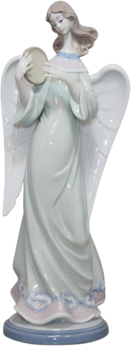 Lladro Figurine, 5950 Angel with Tambourine Candleholder